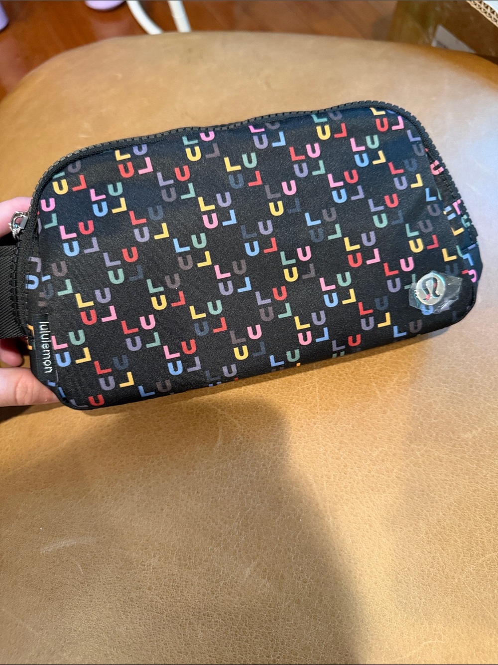 lululemon athletica Black Crossbody Pouch with Multicolor LU Pattern